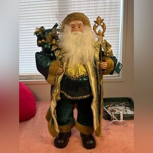 Festive Green and Gold Santa Costume for Kids